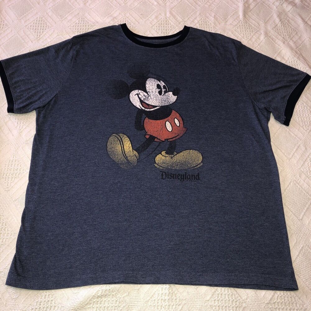 Men’s XL Disney Parks Authentic Original Mickey Mouse Ringer T-Shirt  Blue Retro